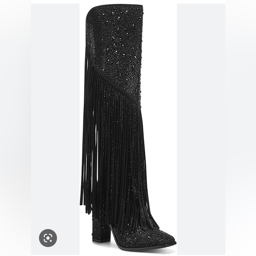 Jessica Simpson Asire Knee High Fringe Sparkly Boots